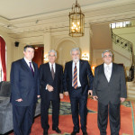 (from right to left) Victor Lorin Purcarea, Petru Filip (Président de la Commission pour la Politique étrangère, Sénat, Parlement Roumain et Membre du Comité Scientifique du Congrès International SANABUNA), Daniel Leroy (Ambassadeur, Président du Club Diplomatique de Belgique), Theodor Valentin Purcarea (Membre du Comité Scientifique du Congrès International SANABUNA)